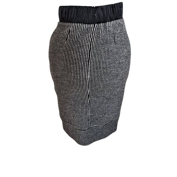 VENA CAVA Wool & Cotton Silk Trim Black & Grey Pinstriped Knit Pencil Skirt Sz S - Picture 2 of 7